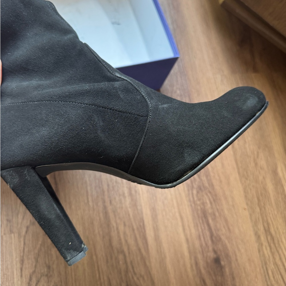 Stuart Weitzman Black Suede Heeled Boots for Sophisticated Style